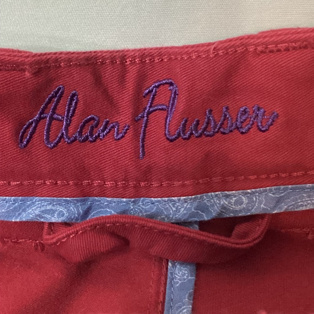 Alan Flusser Mens Red Casual Pants‎ Trousers Size 38 Cotton Blend - Picture 5 of 11